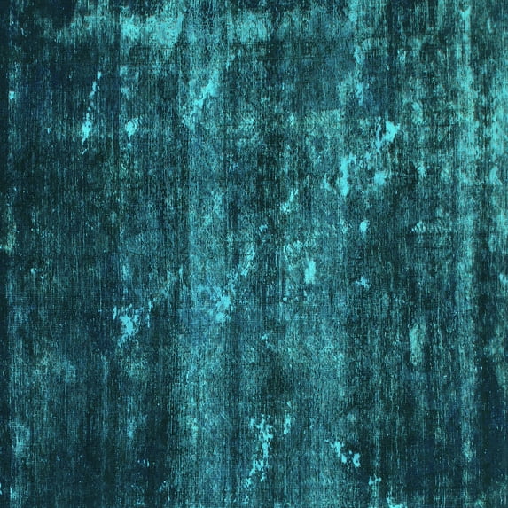 Ahgly Company Machine Washable Indoor Square Abstract Turquoise Blue Modern Area Rugs, 8' Square