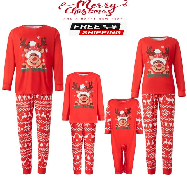 EIMELI Christmas Pajamas for Family Gingerbread Man Print