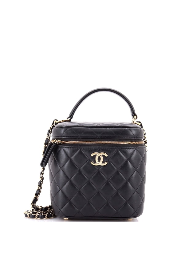 Pre-Owned CC Top Handle Vanity Case with Chain Quilted Lambskin Small By Rebag