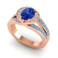 thumbnail image 2 of 2.35 Carat Oval Cut Blue Sapphire & Blue Topaz Gemstone New Bridal Ring for Women Solid 18K Rose Gold Size 3 by Diamond-Capitals, 2 of 8