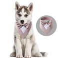 thumbnail image 3 of Dog Wedding Bandana Dog Collar with Bow Tie Birthday Costume Adjustable Pet Party Tux，Pink stripesPink Stripe-M, 3 of 5