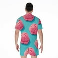thumbnail image 2 of Pink Strawberry Ice Cream Short Sleeve Men'S Rompers, Food Lover Casual Summer Jumpsuits Outfit, 2 of 4