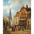 thumbnail image 2 of Charles Euphrasie Kuwasseg 12x14 Black Ornate Wood Framed Double Matted Museum Art Print Titled: Antwerp, 2 of 5
