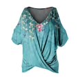 thumbnail image 4 of Blusa informal de manga corta con cuello en V y hombros descubiertos para mujer Pompotops hkajfhjk468429, 4 of 5