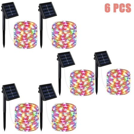 

Solar String Lights 20M/65Ft 200 LEDs Solar Powered Energy Copper Wire Fairy String Light Lawn Lamp with 8 Different Lighting Modes Effects 6 PACK