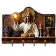 thumbnail image 2 of zhangmingg Flat Wall Art Keychain Holder Multifunctional Wooden Home Welcome Sign with 4 Hooks Mounted Key Rack for Entryway and Living Room, 2 of 6