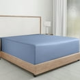 thumbnail image 1 of California Design Den Double Fitted Sheet Only - 100% Cotton Sateen, Soft and Breathable -Blue Hydrangea, 1 of 10