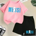 thumbnail image 3 of Nueva camiseta y pantalones cortos con estampado de Messi para niños y adolescentes, conjunto de 2 piezas, ropa de fútbol para niños y niñas, traje deportivo de moda de manga corta de verano, 3 of 5