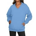 thumbnail image 6 of Women's V-Neck Sweatshirt with Pockets, Womens V Neck Sweatshirts No Hood Lightweight Casual Soft Fashion Sky Blue S, 6 of 7
