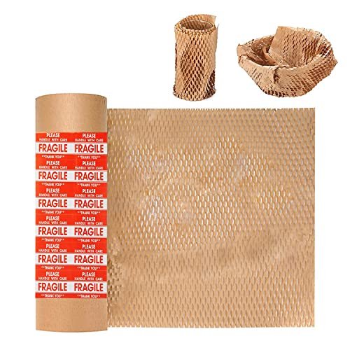 Rollo de papel para cojines en forma de panal de abeja, 15 x 122 m, Besitek, con pegatinas