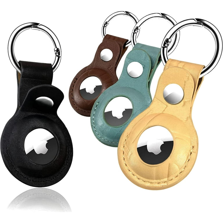 [4 Pack] Leather AirTag Case for Apple AirTags, AirTag Keychain, AirTags  Holder with Anti-Lost Key Ring,Protective Air Tag Cover Holder Cases,Airtag