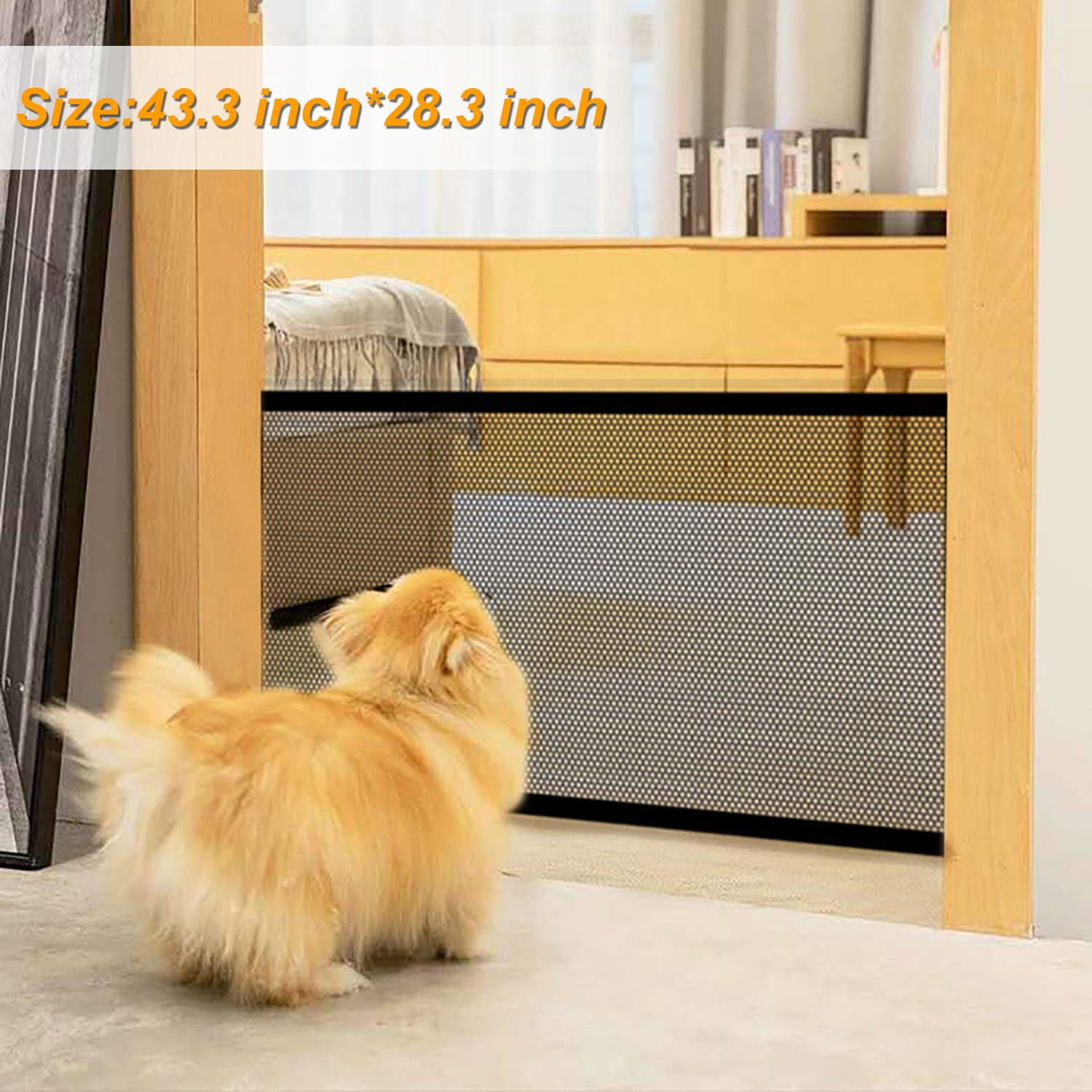 Elegant Choise Foldable Portable Baby Pet Dog Safety Gate Pet Safe Mesh Fence Guard Gate Install Anywhere 43.3' wide x 28.3' Tall