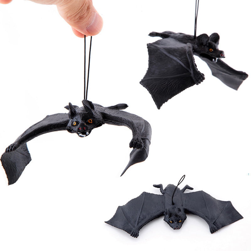Big Creepy Flying Vampire Bat Hanging Haunted Halloween Prop Giant Over 2' Wide 