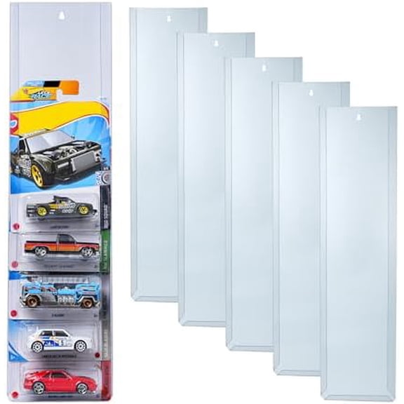 5 Pcs Diecast Display Case for Hot-Wheels Match-Box,Toy Car Storage Organizer,Compatible with Hot-Wheels Match-Box Packaged Cars,Packaged Cars Display Wall Mount (5pcs)