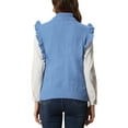 thumbnail image 3 of INSPIRE CHIC Women's Ruffled Sleeve Mock Neck Casual Cable Knit Pullover Sweater Vest S Light Blue, 3 of 5