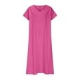 thumbnail image 5 of ZQUUVOU Women's Plus Size Dress Loose Short Sleeved V-Neck Maxi Dress Hot Pink,5XL, 5 of 5