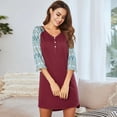 thumbnail image 4 of Ladies Christmas New Contrast Color Stitching Nightdress Solid Color Plus Size Pajamas Nightgown, 4 of 12