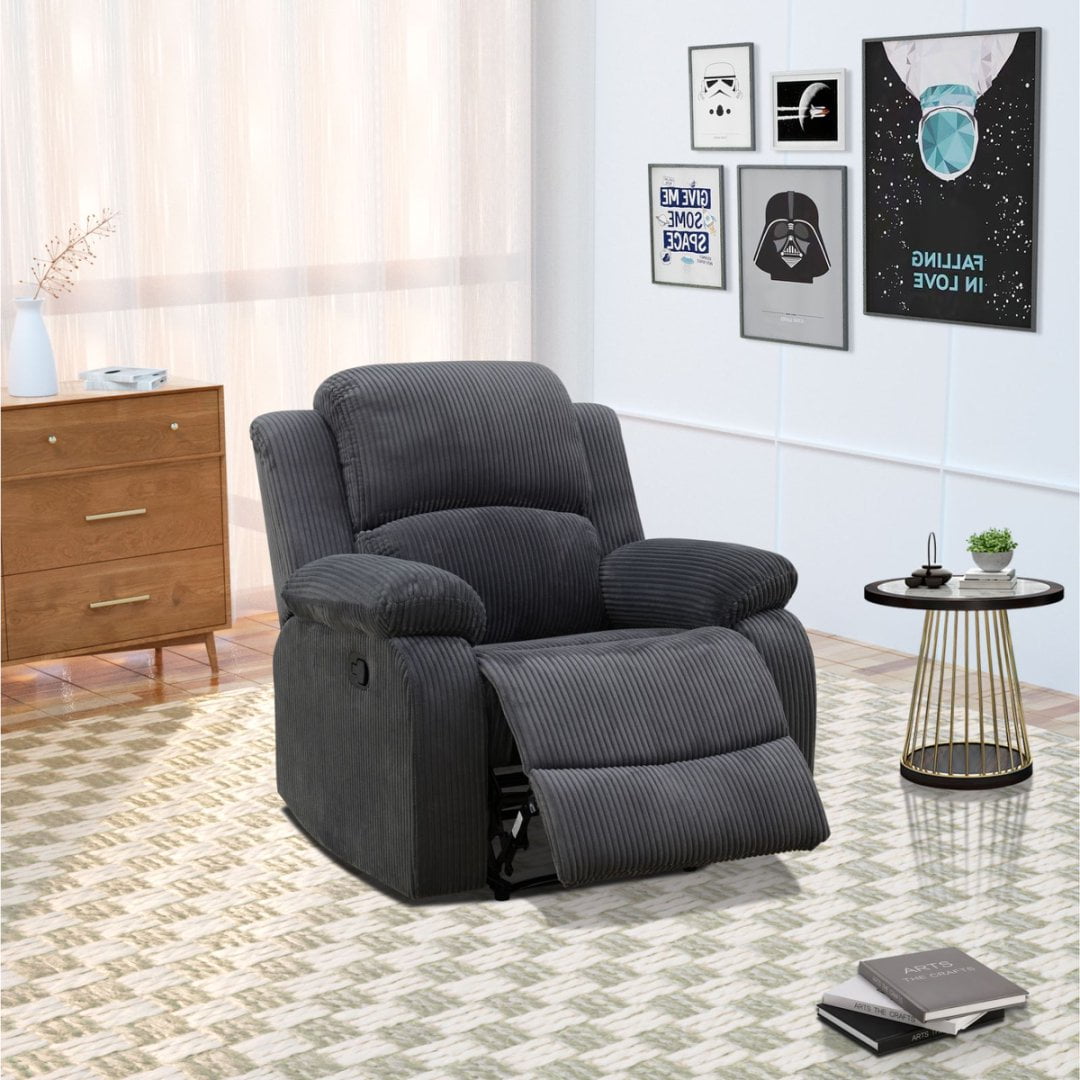 Dark Grey Corduroy 1-seat Living Room Recliner Chair