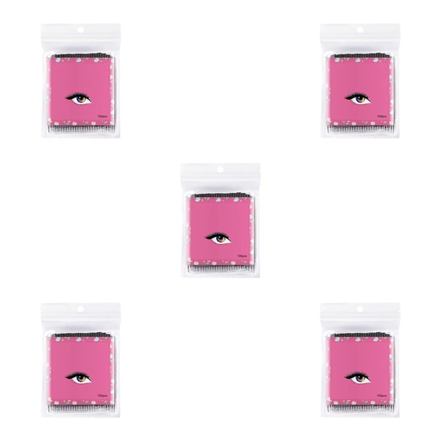 Decodeary Extension de Cils Micro Applicateur Brosse Double Tête Coton Microbrush Rose Noir 5ensemble