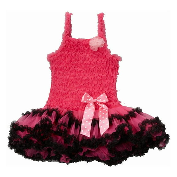 Wenchoice Hot Pink & Black Bow Ruffle Dress Girl's S(1T-2T)