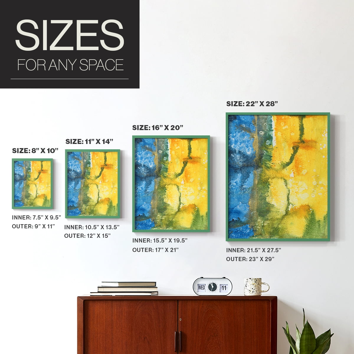 Aquatic Energy I Framed Print in Green Solid Wood Framed Print No Nail Hanging