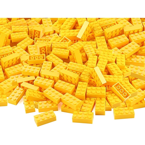 320 Pieces 2x4 Yellow Bricks Building Blocks Creative Play Set Classic Basic Parts Toy Accessories Combine with 3001 Major Brick Brands (Yellow)