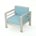 thumbnail image 5 of Bridget Outdoor Aluminum Framed Club Chairs with Water Resistant Cushions (Set of 4), Light Teal, White, Silver, 5 of 12