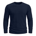 thumbnail image 2 of Kalauyu Mens Waffle Knit Textured Shirts Long Sleeve Round Neck Blouse Soft Stretch Casual Spring Fall Daily Wear Tunic Tops, 2 of 7