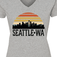 thumbnail image 4 of Inktastic Seattle Washington Skyline Sunset Women's V-Neck T-Shirt, 4 of 5