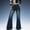 Blue plus size flare jeans a1, variant on Cagogo Women Plus Size Flare Leg High Waisted Jeans Frayed Hem Pockets Casual Streetwear Long Pants Vacation Loose Denim Trousers, Black S