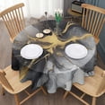 thumbnail image 3 of Black Gray Gold Marble Pattern Round Tablecloth 60"x60",Wrinkle Wipeable Table Cloth for Kitchen Dining Room Picnic Patio Party, 3 of 6