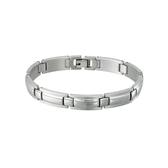 Focus for Men by Focus Men Modern Line Bracelet in Brilliant White Stainless Steel, 8.5"
