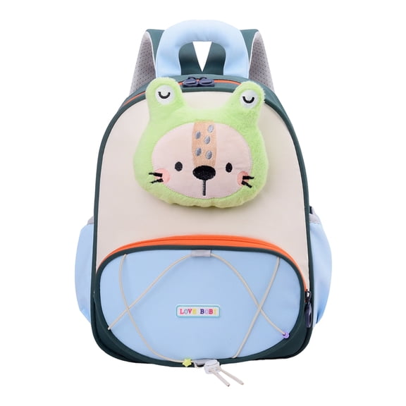 Cute Plush Animal Decor Backpack, Lightweight Color Block Casual Daypack Multi Pocket Portable School Backpack for Daily Campus Use