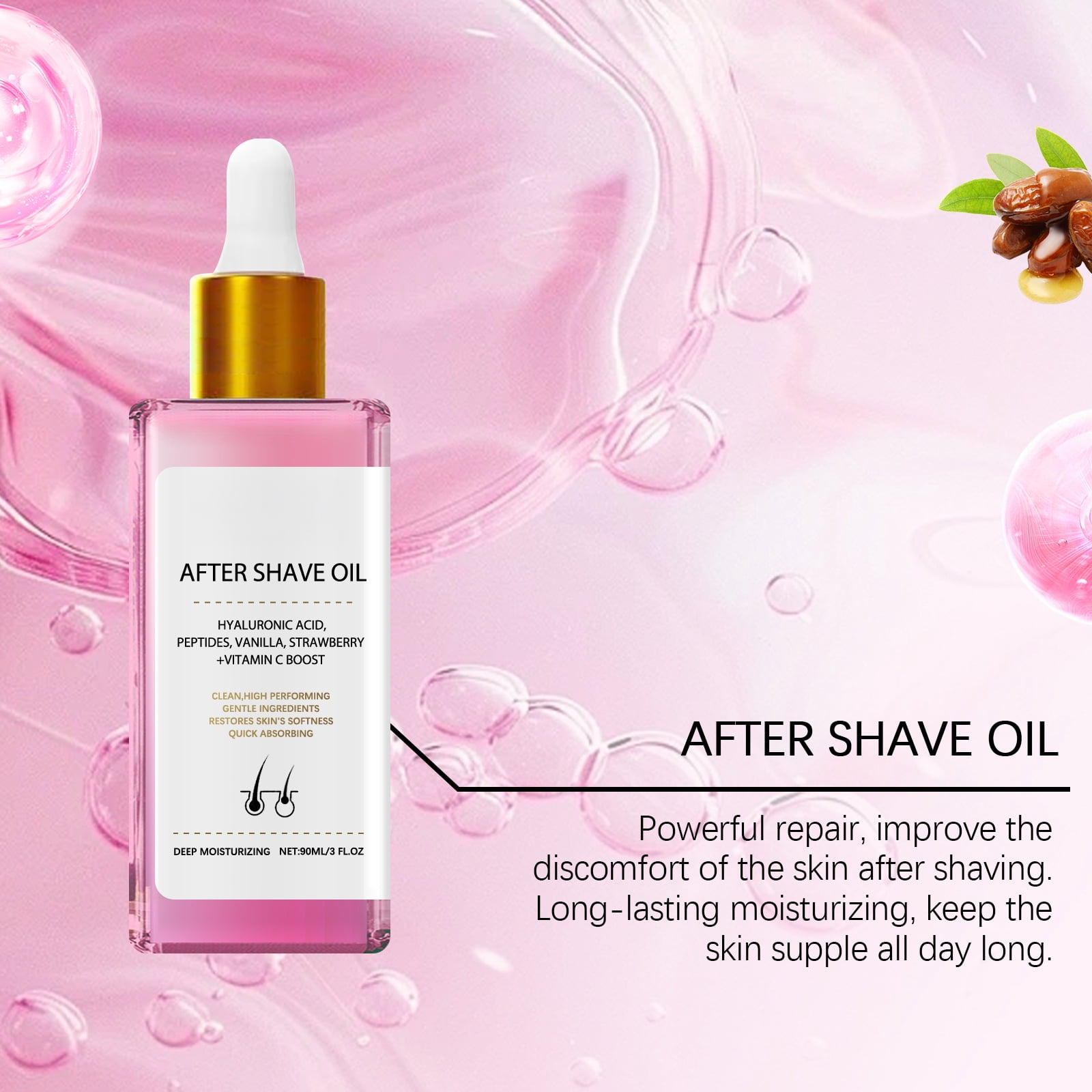 Alvantor Moisturizing Nourishing Soothing After Shave Oil Strawberry Scent 3fl.oz