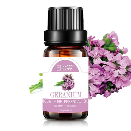 Aromatherapy Oil Geranium Elite99 10ML Geranium Essential Oil 100% Pure & Natural Aromatherapy Oils For Diffuser,Massage,Relaxation ()