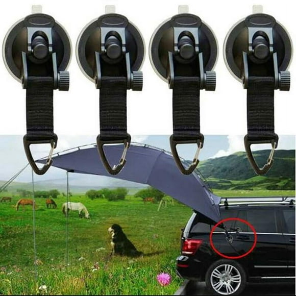 Strong Suction Cup for Camping, Suction Cups with 4 Hooks, Camper, Home, Workshop, Luggage Rack, Tarps, Car Tents
