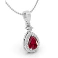 thumbnail image 3 of Divine Creation 2.20 Ctw Pear Cut Red Ruby Pendant For Womens 14K White Gold Finish 925 Sterling Silver, 3 of 3