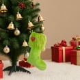 thumbnail image 5 of Christmas Green Hanging Faux Fur Stockings Treat Bag Candy Pouch Holder for Xmas Tree Holiday Party Supplies, 5 of 6