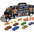 thumbnail image 1 of Click N' Play Camión transportador de juguete para niños y niñas Camión transportador de 15 piezas con autos Señales de tránsito y más Incluye 28 ranuras para autos - Gran regalo para niños pequeños y, 1 of 5