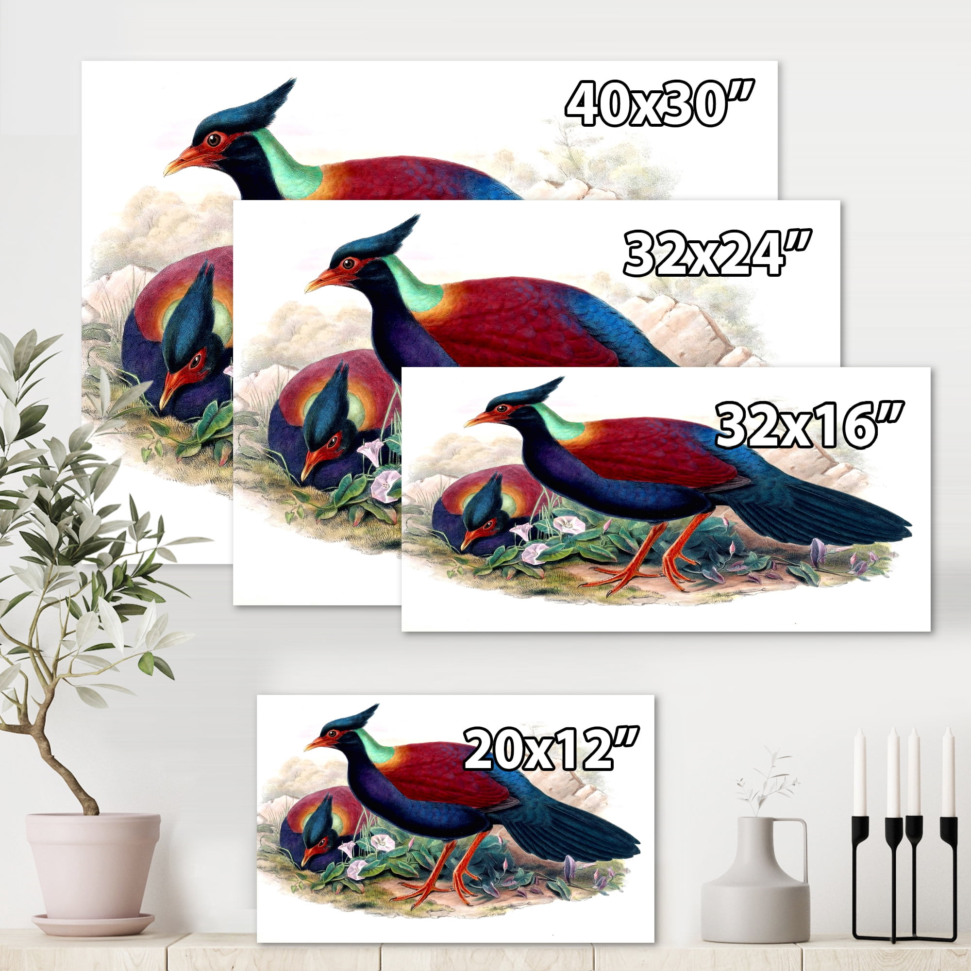 Designart ' Ancient Birds In The Wild II ' Traditional Canvas Wall Art Print
