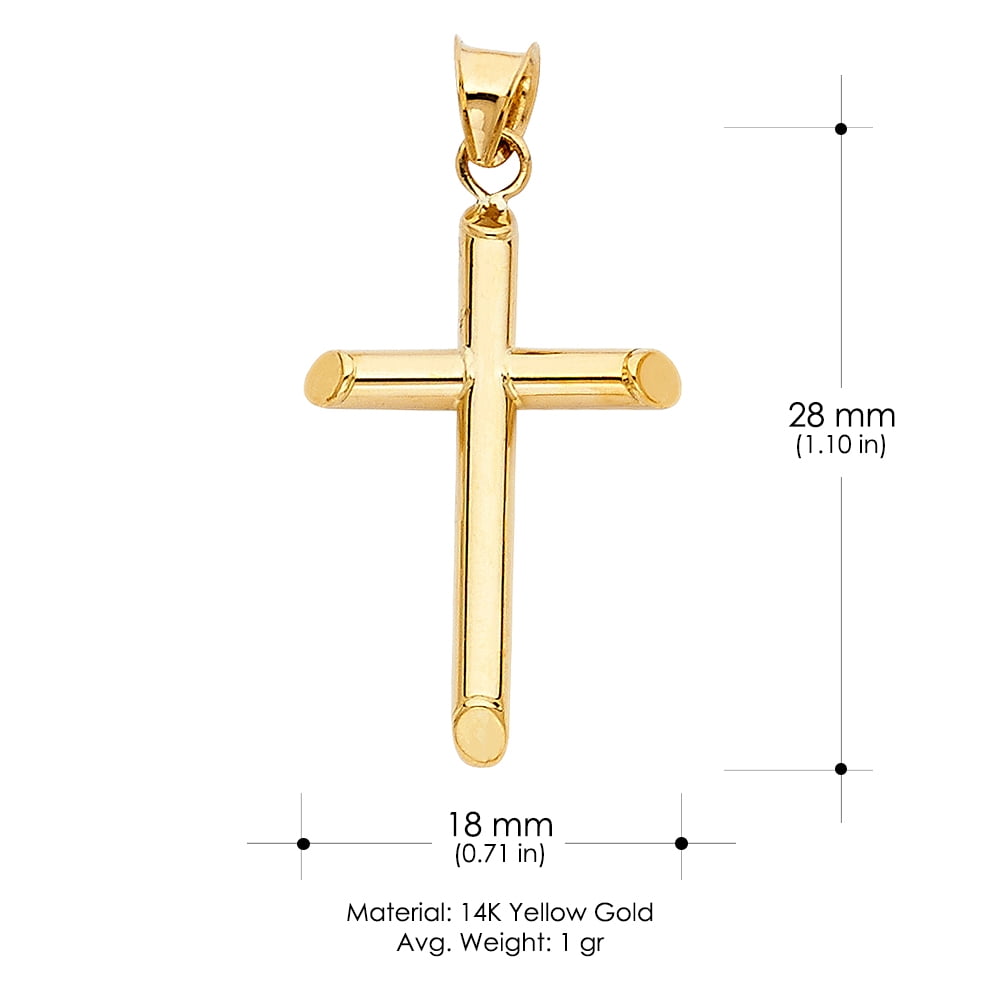 Ioka-14K Yellow Gold Classic Cross Pendant with 1.2mm Singapore Chain Chain Necklace - 16"