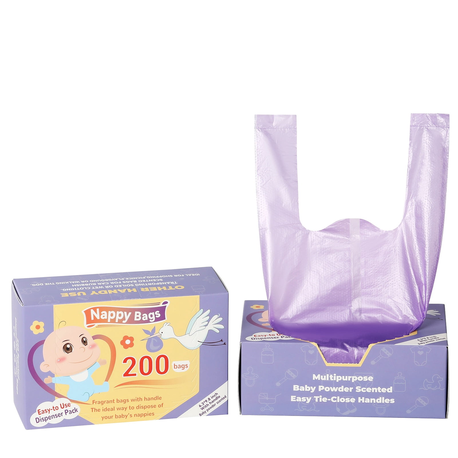 Lavender Scented Multi Purpose Waste Bags With Handle And Easy Tie Closure Durable Disposable Liners For Household Bathroom And Indoor Waste Storage 200 Count