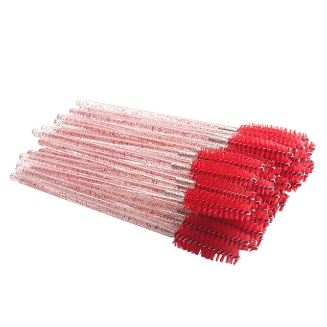 Vogacara Paquete de 50 cepillos para pestañas, accesorios multicolores para mujeres, varitas dulces para el Día de San Valentín, pinzas para Pinceles de maquillaje y herramientas Varilla Rosa/Rojo