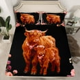 thumbnail image 2 of jejeloiu Farm Animal Cattle Full Size Sheets,Kawaii Highland Cow Bed Sheets,Rustic Flowers Blossom Sheet Sets For Girls Kids,Microfiber Bedroom Decor,4pcs, 2 of 7
