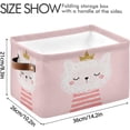 thumbnail image 3 of GZHJMY 2 Pack Foldable Rectangular Storage Baskets,Fabric Shelves Storage Bins with Leather Handles for Organizing Closet Clothes, Toys, Towels, Bedroom, Bathroom, Nursery, Office, Cute Girlish Print, 3 of 7