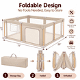 thumbnail image 4 of 71"x59" Foldable Baby Playpen with Mat,Play Yards for Toddlers,Baby Fence with Breathable Mesh,Anti-Fall Pads,Storage Bag,2 Pull up Rings,Khaki, 4 of 10