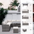 thumbnail image 3 of Set of 7 Outdoor Patio Furniture, 7 Pieces Outdoor Sectional Conversation Sofa with Dining Table, Chairs and Ottomans, with Backrest and Removable Cushions, 3 of 7