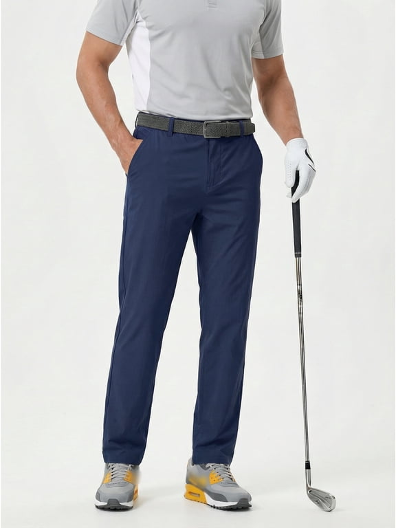 Men's Lightweight Golf Pants Quick Dry 4-Way Stretch Polyamide Athletic Casual Trousers with Elastic Waist