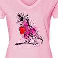 thumbnail image 4 of Inktastic Valentine's Day Graffiti T-Rex with Heart Shaped Candy Box Women's V-Neck T-Shirt, 4 of 5