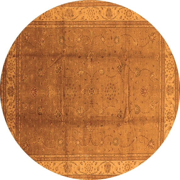Ahgly Company Indoor Round Oriental Orange Traditional Area Rugs, 7' Round